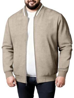 Fleece Lined Bomber Jacket Big Tall Quilted Varsity Baseball Outwear 3XL-8XL